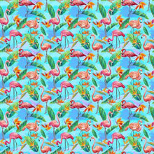 Load image into Gallery viewer, Paintbrush Studio - Fabulous Flamingos - Aqua - 1/2 YARD CUT
