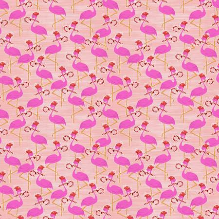 Paintbrush Studio - Flamingo Christmas - Pink - 1/2 YARD CUT
