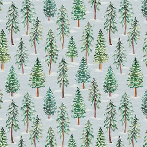 Paintbrush Studio - Christmas Tradition - Forest Trees Light Blue - 1/2 YARD CUT