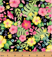 Load image into Gallery viewer, Kanvas - Fun in the Sun - Tropical Paradise Black - 1/2 YARD CUT
