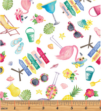 Load image into Gallery viewer, Kanvas - Fun in the Sun - Motifs White - 1/2 YARD CUT
