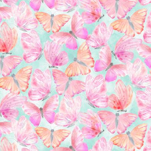 Wilmington Prints - Winged Whisper - Teal Packed Butterflies - 1/2 YARD CUT