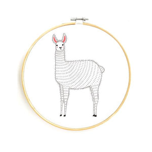 completed llama embroidery kit