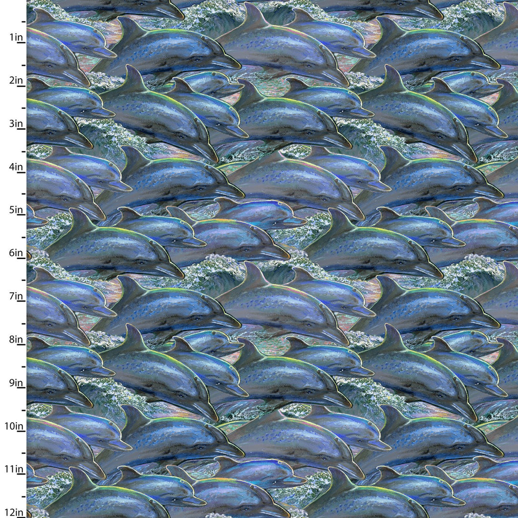 3 Wishes - Call of the Sea - Dolphins - 1/2 YARD CUT