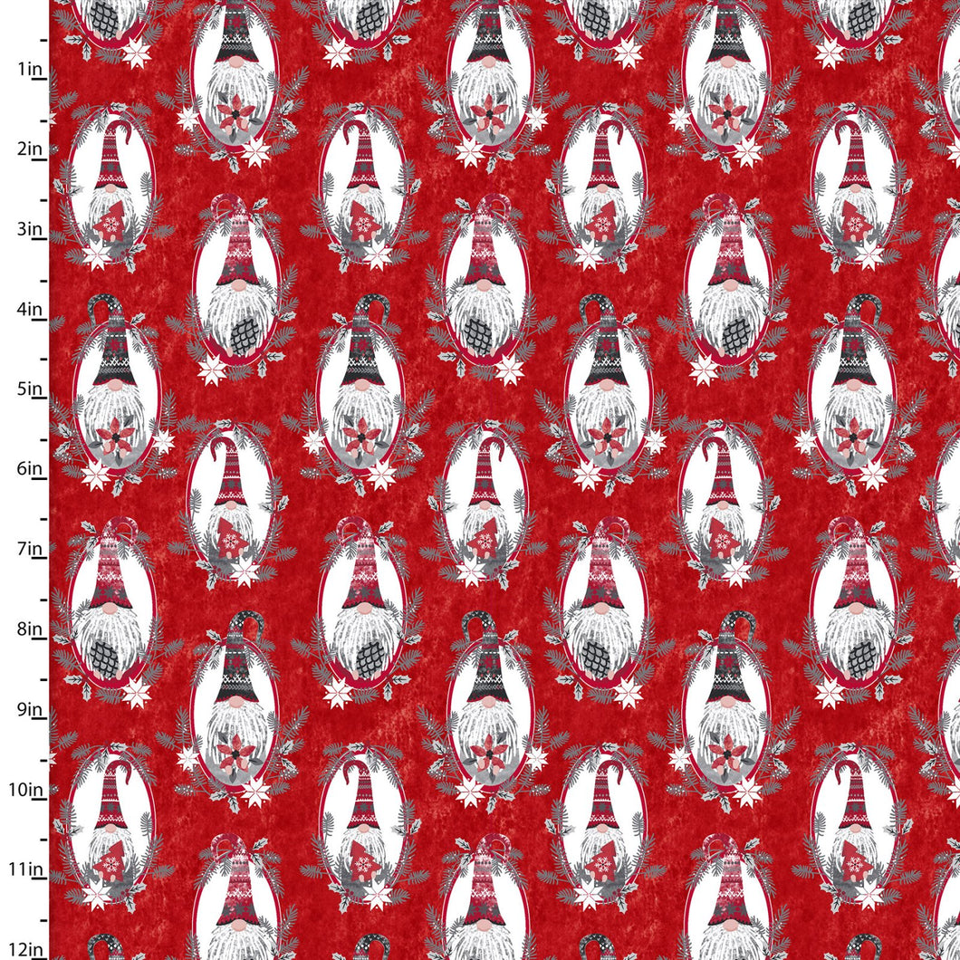 End of Bolt - Hanging with My Gnomies - Red Framed Gnomes - 1 yd 9