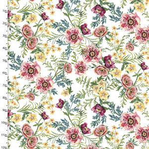 3 Wishes - Forest Friends Pink - Floral - 1/2 YARD CUT