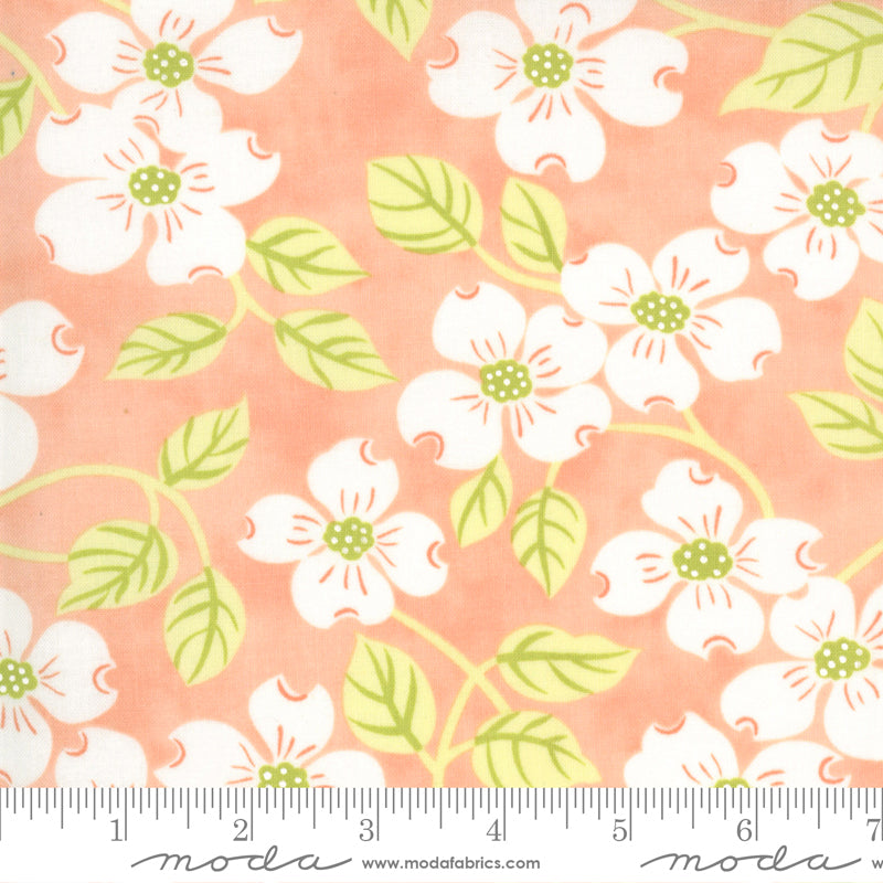 Moda Fabrics - Strawberries & Rhubarb - Dogwood Apricot - 1/2 YARD CUT