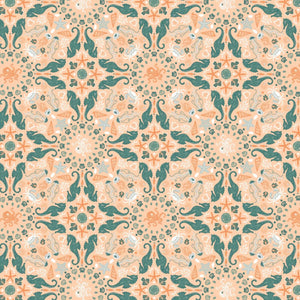 Camelot - Seahorse Garden - Apricot - 1/2 YARD CUT - Dreaming of the Sea Fabrics