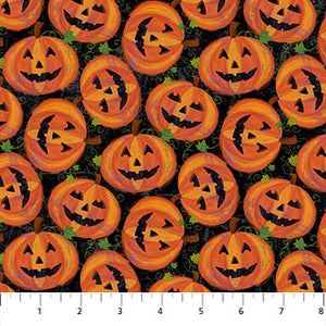 Northcott - Festive Felines Pumpkin Toss - 1/2 YARD CUT