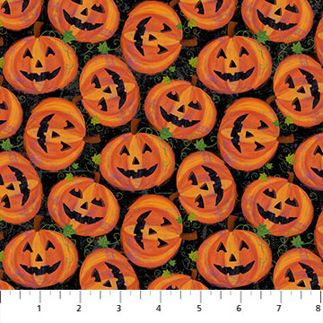 Northcott - Festive Felines Pumpkin Toss - 1/2 YARD CUT