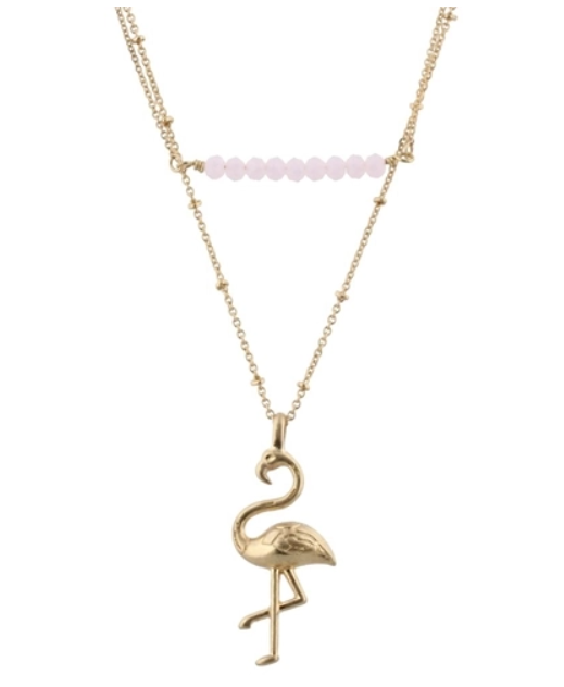 2 Layer Beaded Flamingo Necklace