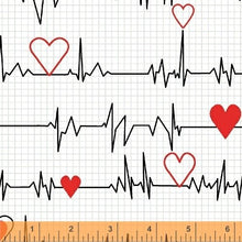 Load image into Gallery viewer, Windham - Calling All Nurses - Heart Beat - White - 1/2 YARD CUT

