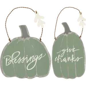 Give Thanks & Blessed Pumpkin Hanging Decor