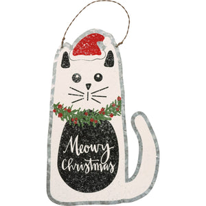 Meowy Christmas Glitter Cat Hanging Decor