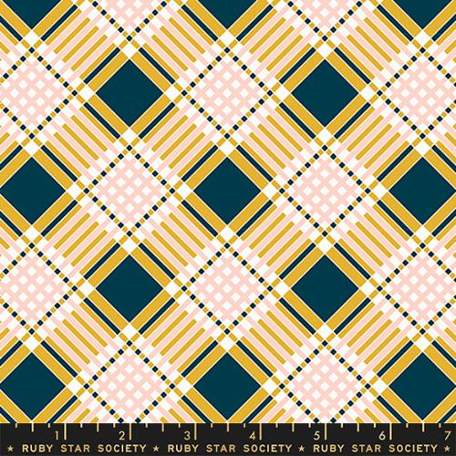 Ruby Star Society - Strawberry Friends Yellow Plaid - 1/2 YARD CUT