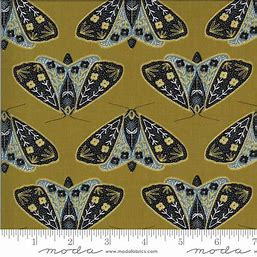 Moda Fabrics - Dwell in Possibility - Dainty Moths - Umber Metallic - 1/2 YARD CUT