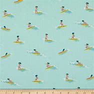 Windham Fabrics - Malibu - Tiny Surfers Sea Foam - 1/2 YARD CUT