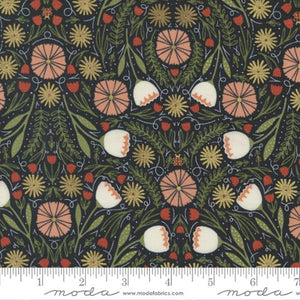 Moda Fabrics - Meadowmere Metallic Night Floral - 1/2 YARD CUT