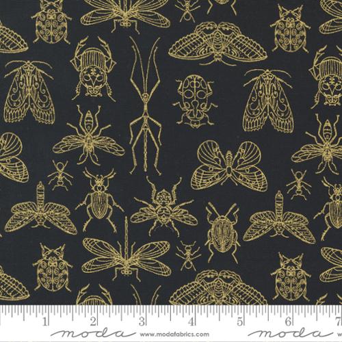 Moda Fabrics - Meadowmere Metallic Night Insects - 1/2 YARD CUT