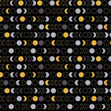 Load image into Gallery viewer, Windham Fabrics - Orbit - Black Moon Phases w/Metallic - 1/2 YARD CUT
