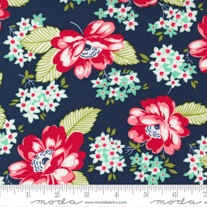 Moda Fabrics - One Fine Day - Large Navy Floral - 1/2 YARD CUT