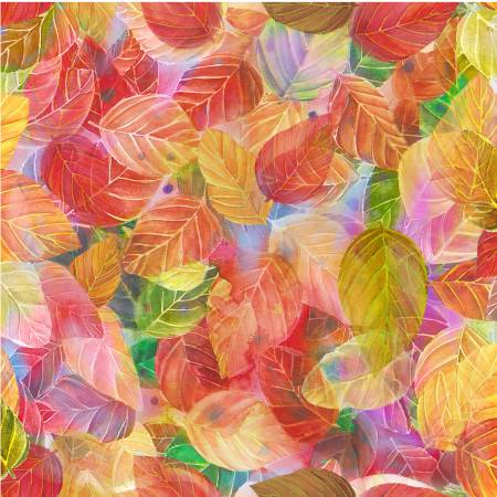 Oasis Fabrics - Mystic Leaves Orange - 1/2 YARD CUT
