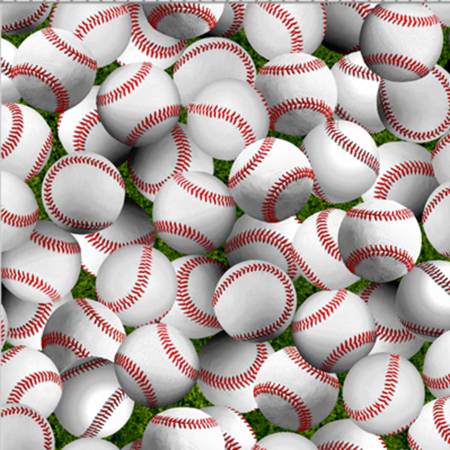 Oasis Fabrics - Game Day - Baseballs - 1/2 YARD CUT