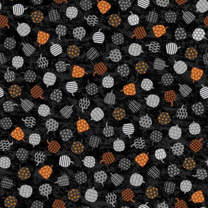 Studio E - Midnight Magic Black Tossed Mini Pumpkins - 1/2 YARD CUT