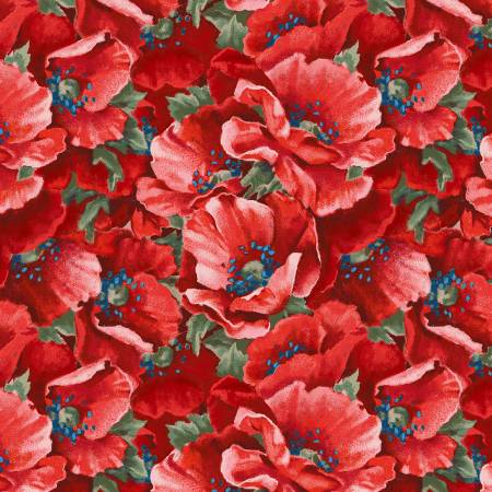 Henry Glass & Co - Liberty for All - Red Packed Poppy - 1/2 YARD CUT