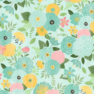 End of Bolt - Keep Shining Bright - Packed Florals - Aqua (68511) - 8"