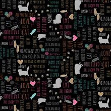 Load image into Gallery viewer, Wilmington - Purrfect Partners - Black Word Toss - 1/2 YARD CUT
