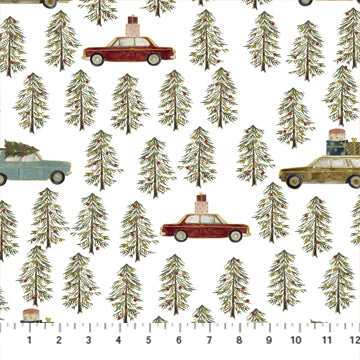 Figo - Noel - Cars & Trees - 1/2 YARD CUT