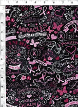 Load image into Gallery viewer, Timeless Treasures - Pink Ribbon - Chalkboard - 1/2 YARD CUT
