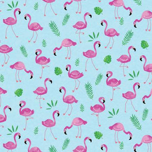 Kanvas - Flamingo Frenzy - Turquoise - 1/2 YARD CUT
