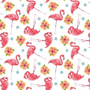 Henry Glass & Co - Pink Paradise - Small Tossed Flamingos - 1/2 YARD CUT