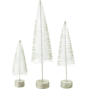 Glitter Bristle Brush Trees - White or Gold