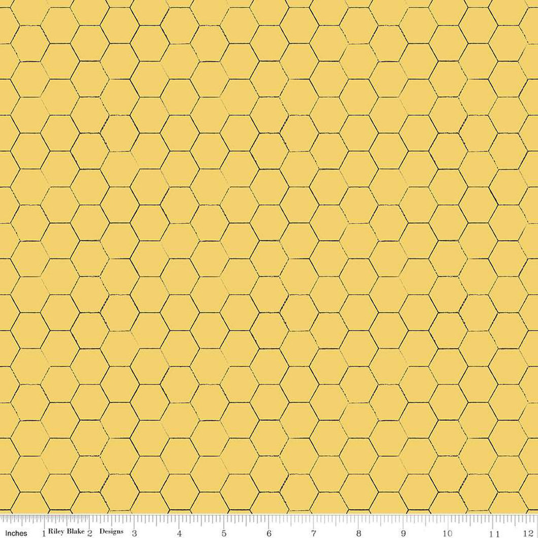 Riley Blake - Honey Bee - Honeycomb Daisy - 1/2 YARD CUT