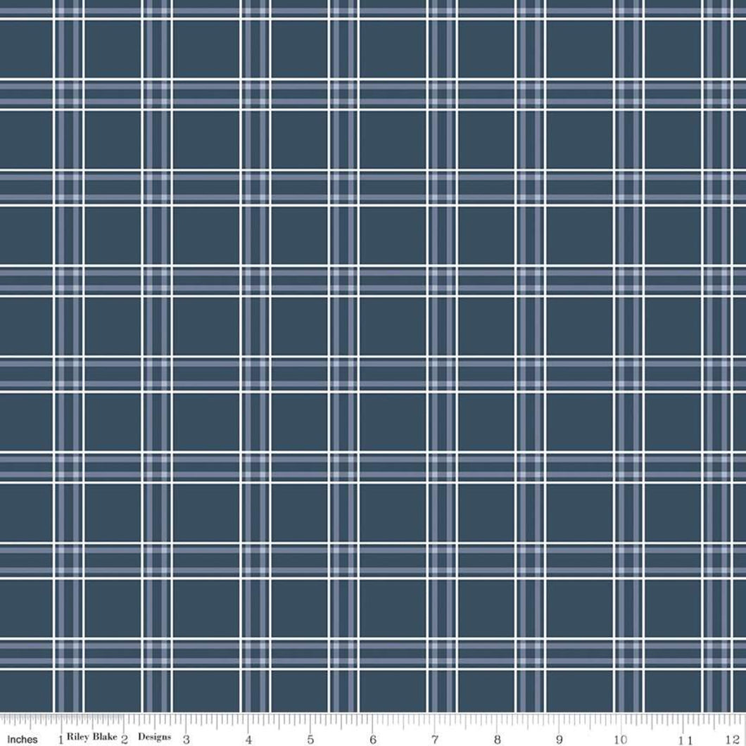 Riley Blake - American Dream Plaid Navy - 1/2 YARD CUT