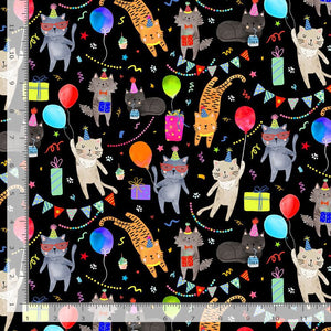 Timeless Treasures - Party Animal - Dance Party Cats - 1/2 YARD CUT