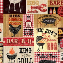 Load image into Gallery viewer, Timeless Treasures - King of the Grill BBQ Sign Patch - 1/2 YARD CUT
