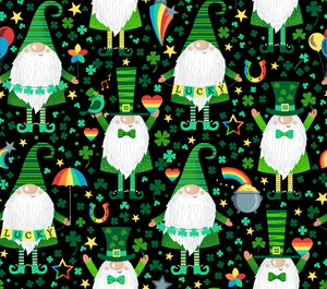 Freckle & Lollie - Luck Gnomes Green - 1/2 YARD CUT