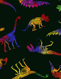 Timeless Treasures - Rainbow Dinosaur Fossils - 1/2 YARD CUT
