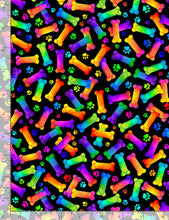 Load image into Gallery viewer, Timeless Treasures - Rainbow Dog Bones - 1/2 YARD CUT
