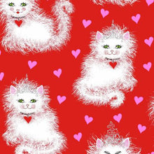 Load image into Gallery viewer, Freckle &amp; Lollie - Love Princess Meow Meow Red - 1/2 YARD CUT
