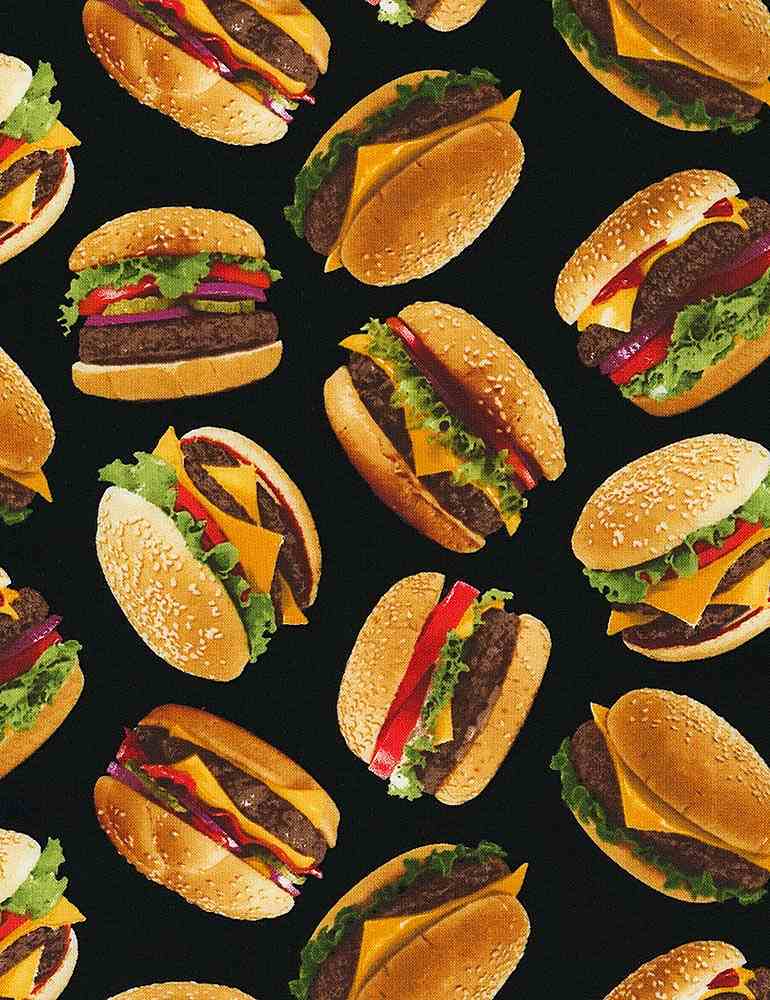 Timeless Treasures - Burgers - 1/2 YARD CUT