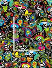 Load image into Gallery viewer, Timeless Treasures - Packed Day of the Dead Skeletons - 1/2 YARD CUT
