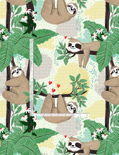 Load image into Gallery viewer, Timeless Treasures - Sloths Hanging on Branches - 1/2 YARD CUT
