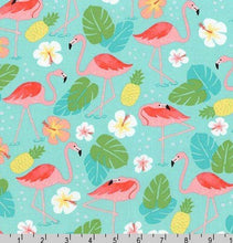 Load image into Gallery viewer, Robert Kaufman - Flamingo Paradise - Turquoise Allover - 1/2 YARD CUT - Dreaming of the Sea Fabrics
