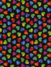 Load image into Gallery viewer, Timeless Treasures - Ombre Rainbow Hearts - Large - 1/2 YARD CUT
