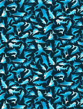 Load image into Gallery viewer, Timeless Treasures - Small Sharks - 1/2 YARD CUT
